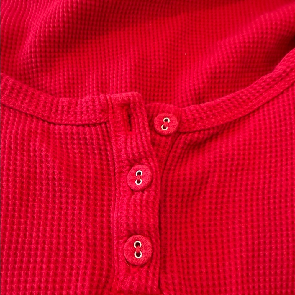 Skims Waffle Henley Short and Long Sleeve Pajama Set Sz s in brick - Picture 2 of 4